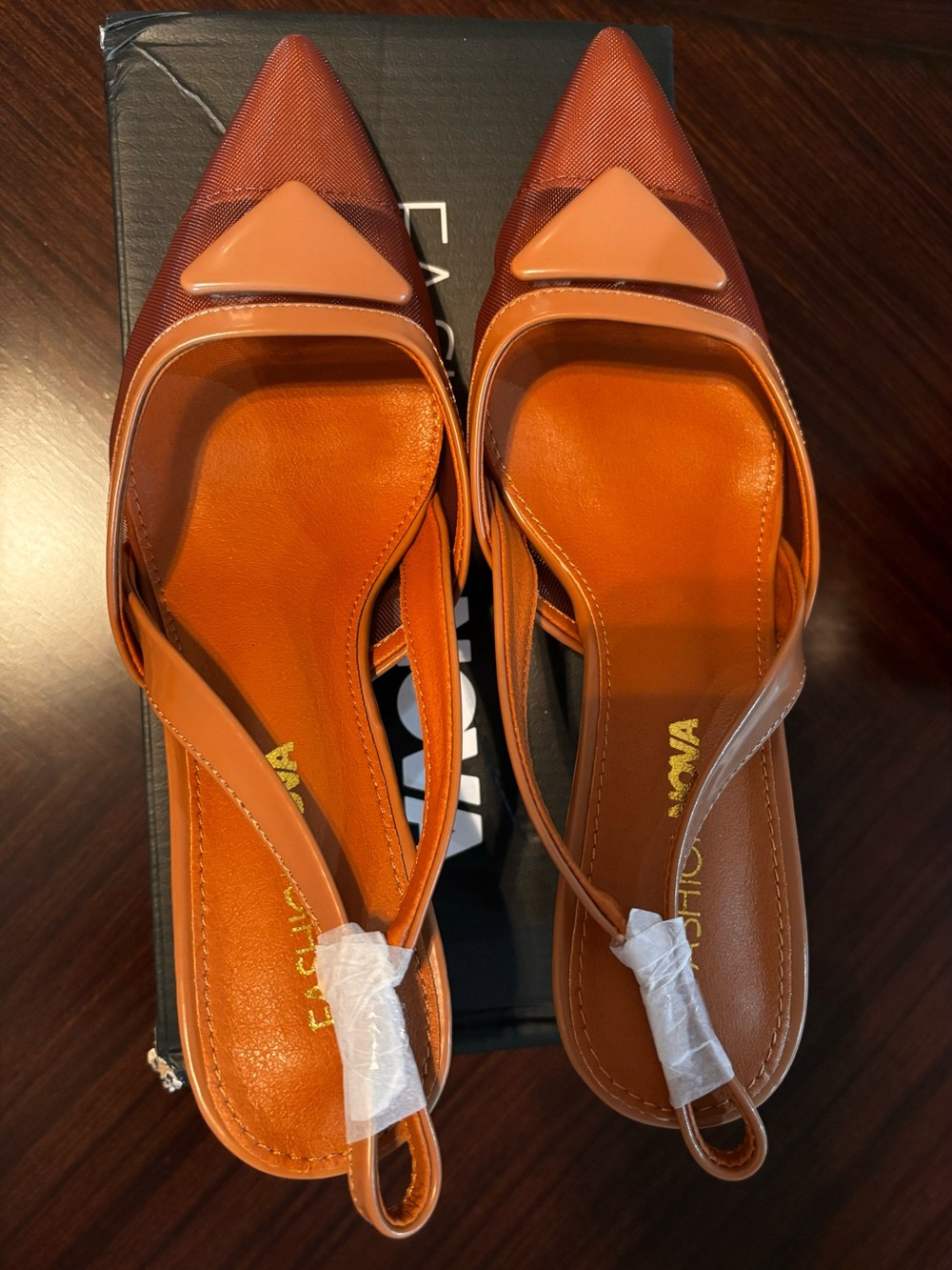 Fashion Nova Two-Tone Orange Pointed Slingback
